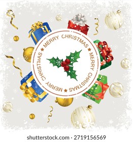 Fundo de Natal com caixas de presente - Baubles