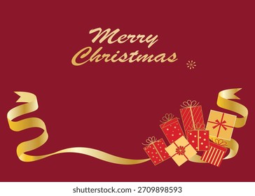 Navidades de fondo. Cajas de regalo y cinta.