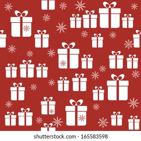 Christmas background with gift boxes and snowflakes