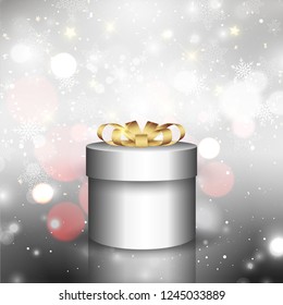 Christmas background with gift on a bokeh lights design