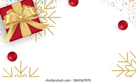 Christmas background with gifts box and shining snowflakes. German text Frohe Weihnachten