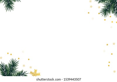 Christmas background with christmas gifts and fir tree branch.