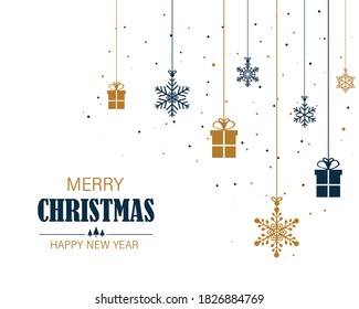 christmas background with gifts and snowflakes. merry christmas and happy new year. vector illustration in flat style modern design.