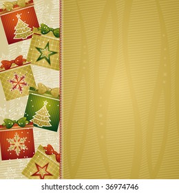 christmas background with gifts, vector illustration