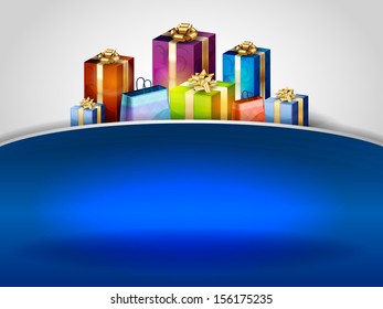christmas background with gifts - vector image
