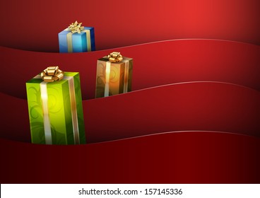 christmas background with gifts - vector image