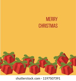 Christmas background with gifts winter celebration postcard for season's greetings holidays and New Year vector background in flat style with place for your text