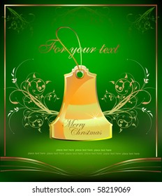 christmas background with gilden bell(label)