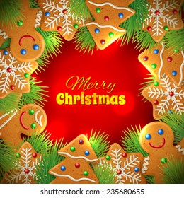 Christmas background with gingerbread
