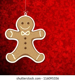 Christmas background with gingerbread man.