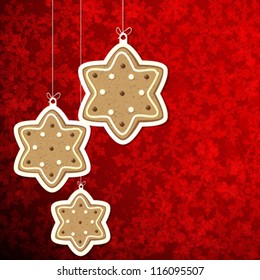 Christmas background with gingerbread stars.