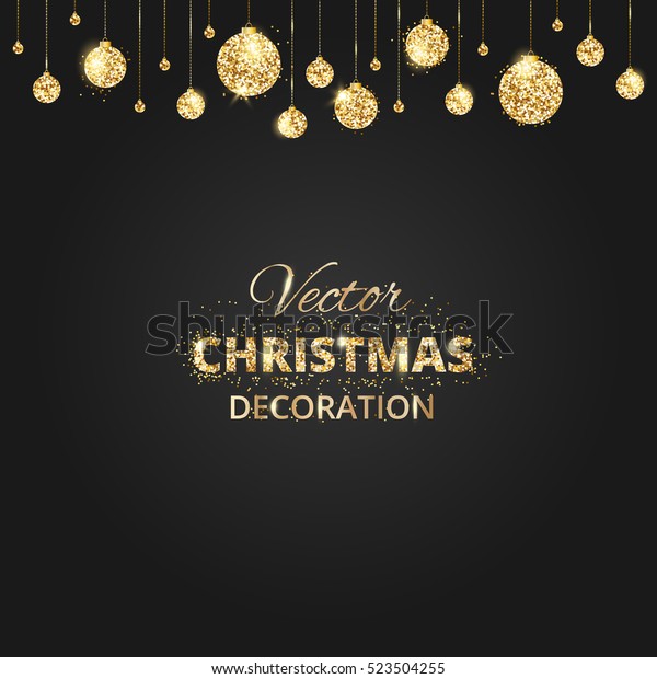 Christmas Background Glitter Decoration Black Gold Stock Vector ...