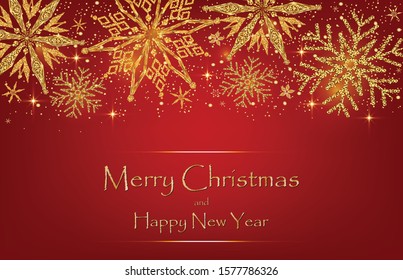 Christmas background with glitter snowflakes.Decorative Christmas festive background with Christmas snow