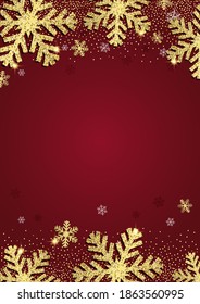 Christmas background with glittery gold snowflake design