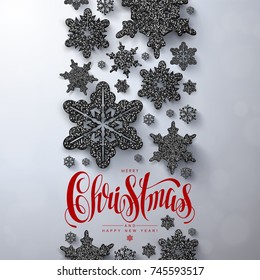 Christmas background with Glittery Snowflakes