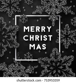 Christmas background with Glittery Snowflakes