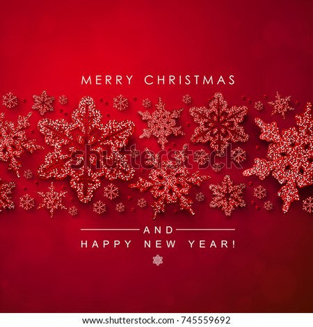 Christmas background with Glittery Snowflakes