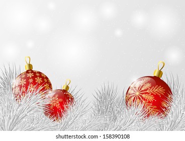 Christmas background with glossy balls