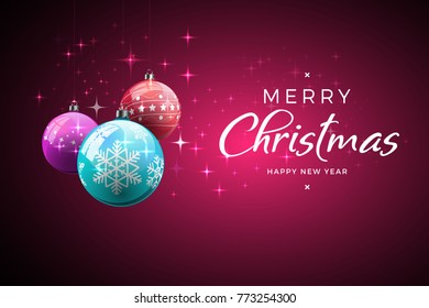 Christmas background with glossy balls