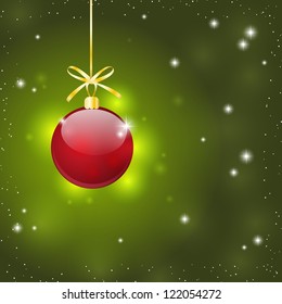 Christmas background with glossy red ball