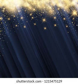 Christmas background with glowing gold stars