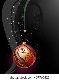 Christmas background with gold ball