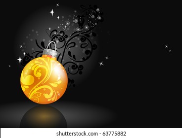 Fondo de Navidad con bola de oro