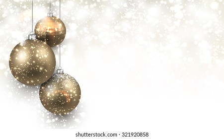 Christmas background with gold balls. Vector Illustration.