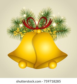 christmas background with gold bells 