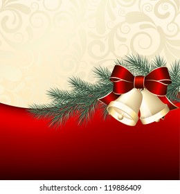 Christmas background with gold bells.  Vector illustration
