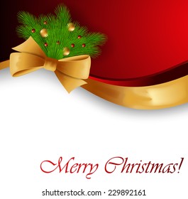 Christmas background with gold bow