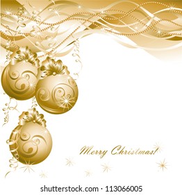 Christmas background with gold evening balls