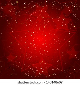 Christmas background with gold and red stars