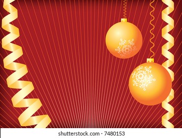 Christmas background. Gold and red. A vector illustration.
