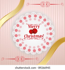 Christmas background with gold ribbons