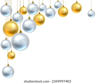 Fondo de Navidad con bolas de oro y plata o adornos adornados con canapés

