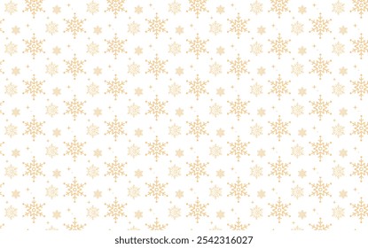 Christmas background with gold snowflakes and stars pattern simple and minimalist Snow hurricane scenery, Magic nature fantasy snowfall