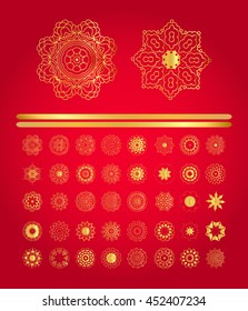 Christmas background with gold snowflakes. Vector illustration