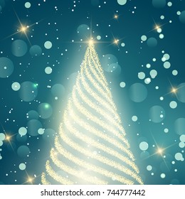 Fondo de Navidad con un árbol brillante de oro