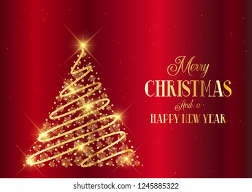 Fondo de Navidad con diseño de árbol de oro 
