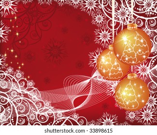 Christmas background with golden balls