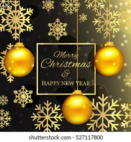 Christmas Background With Golden Balls