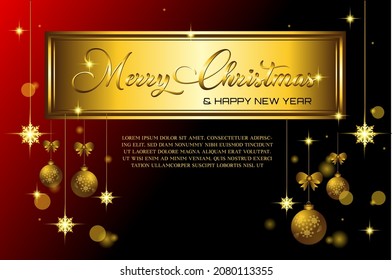 Christmas background with golden baubles