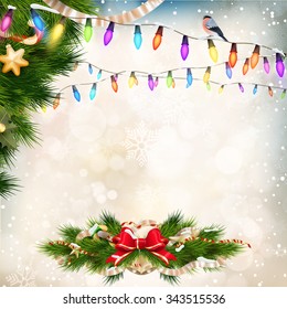 Christmas background with golden baubles. EPS 10 vector file included