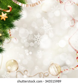 Christmas background with golden baubles. EPS 10 vector file included