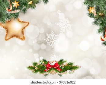 Christmas background with golden baubles. EPS 10 vector file included