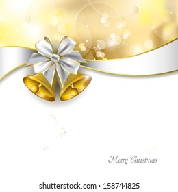 Christmas Background with Golden Bells.