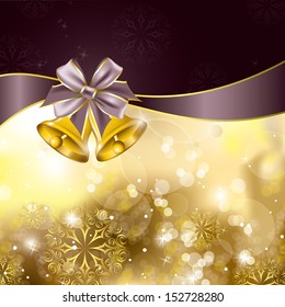 Christmas  Background with Golden Bells. Abstract Illustration.