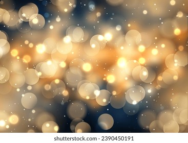 Christmas background with golden bokeh lights design