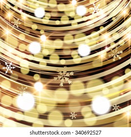 Christmas background, Golden bokeh lights